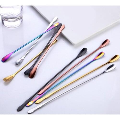 Colorful Coffee Scoop Stainless Steel Coffee Spoon With Long Handle Dessert Tea Spoon Teaspoon Dinnerware Ice Cream Kitchen Tool