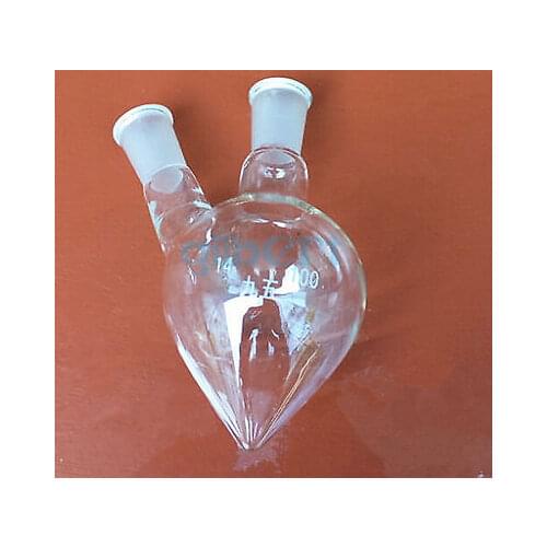 100ml 14/23 Joint Twin Neck Pear Shape Glass Flask Quickfit Laboratory Ware