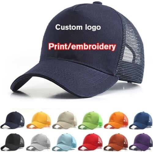 10pcs/Lot Summer Adult Casual Mesh Sport Trucker hat Custom logo Baseball Cap Men Women Snapbacks hat Fitted Dad hat With logo