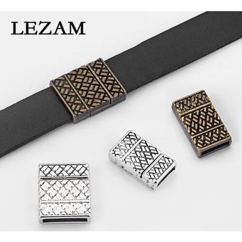 5sets Antique /Bronze Geometric Pattern Flat Strong Magnetic Clasp For 10*2mm 15*2mm Flat Leather Cord Jewelry Findings