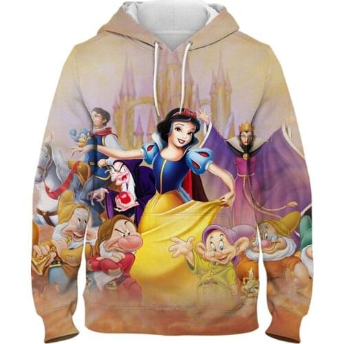Snow White and Seven Dwarfs Mens Oversize Hoodie Disney 3D Print Womens Sweatshirts Cartoon Anime Clothes For Boy Girl Kids