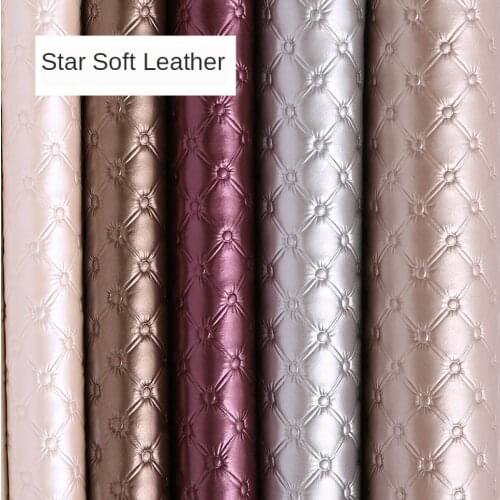 Soft Leather Fabric Star Geometric Pattern for Sofa Cover Bed Head Bag Purse Background Wall Artificial Pu Sewing Upholstery Diy