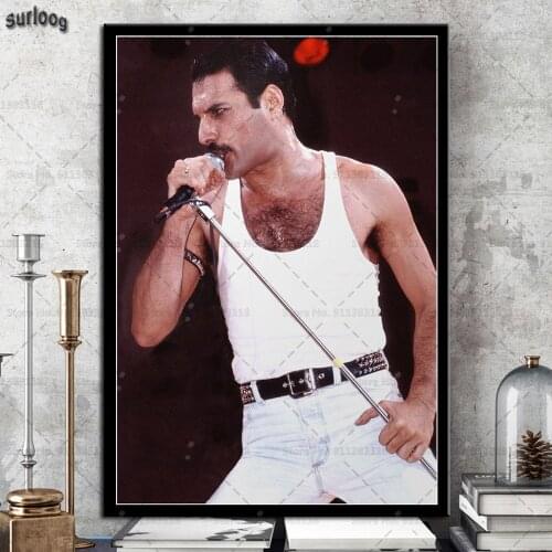 Wall Art Poster Freddie Mercury Famous Singer Retro Pictures Prints Canvas Painting for Living Room Home Decor