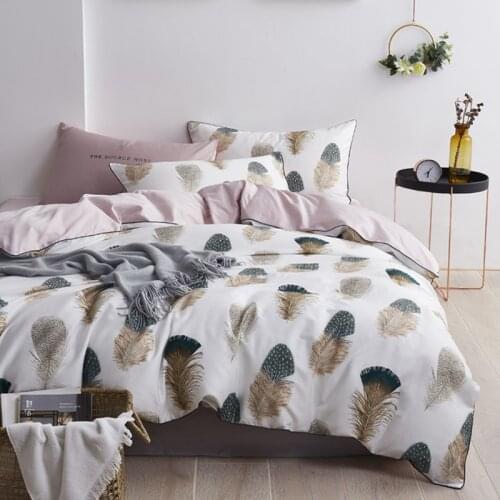 Egyptian Cotton Bed Linen Sheets Bedding Sets Duvet Cover Print Girls Pastoral Princess Bedspreads 4pcs #sw