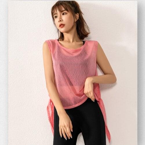 Transparent Sleeveless Sexy T-shirt Woman Mesh Yoga Workout Tank Top Sport Vest Training Wear Ladies Gym Fitmess Clothing Vest