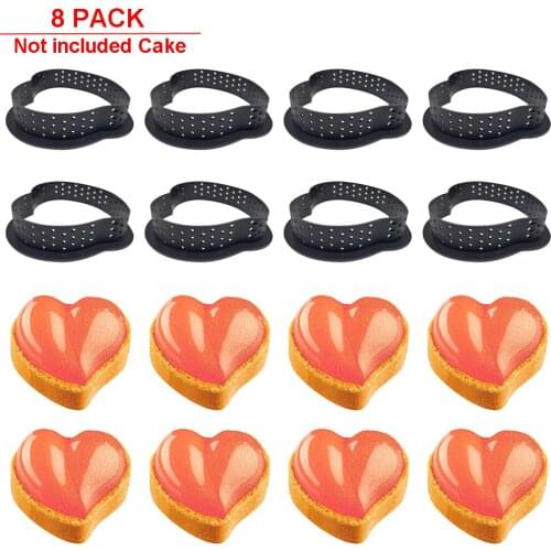 Cake mold 8 pieces perforated knife, love-shaped mousse ring pie decoration, making cakes, bread, biscuits, chocolate, etc. etc