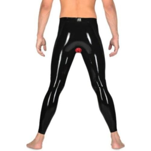 Sexy Black Latex Men Pants Rubber Trousers With Anus Condom 3d Crotch Customized