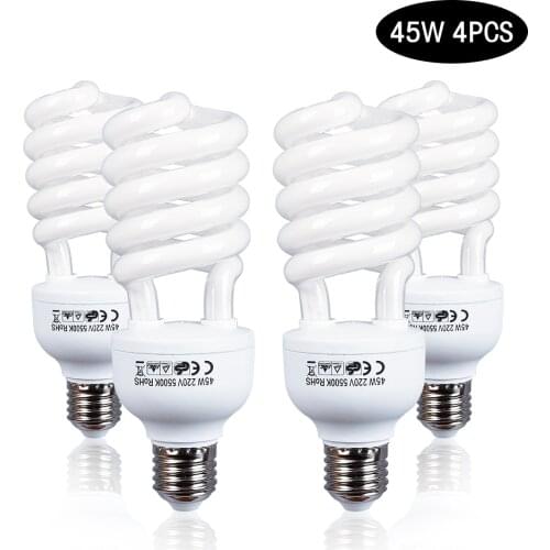 45 Watt 5500K High Bright Photography Daylight Fluorescent Lighting Bulbs E27 Base For Softbox Photographic Photo Studio