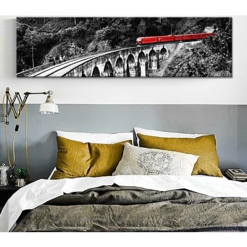 Modern Canvas Paintings Wall Art HD Prints Red Car Train Street Landscape Nordic Poster Pictures For Kids Room Home Decoration