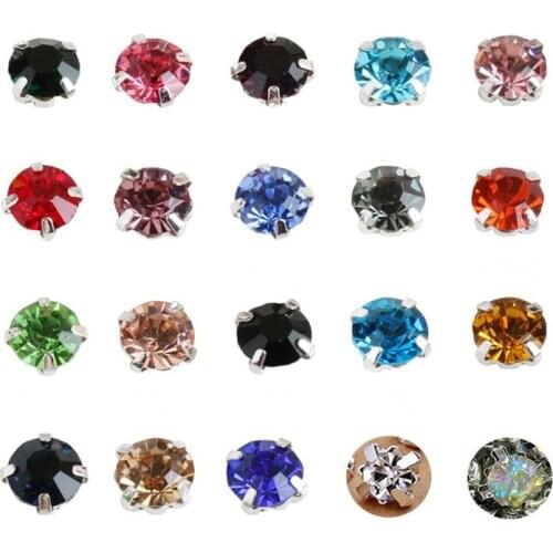 Multi Colors 3mm 4mm Crystal Glass Sew on Rhinestones with silvery claw For DIY jewelry Clothing Accessories
