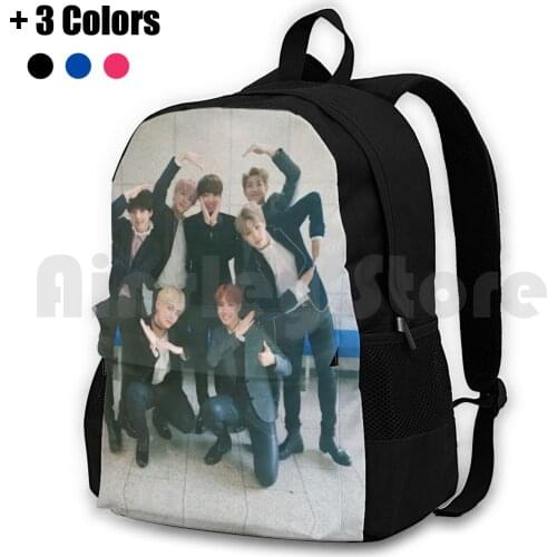 ? Groups V1 Outdoor Hiking Backpack Waterproof Camping Travel Boys Kpop Heart Army Idol Group Music Band Kawaii Cute Suga