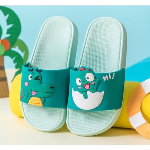 New Cute Kids Slippers Dinosaur Children Baby Home Slippers Waterproof Breathable Non-slip Boys Girls Home Cartoon crocodile Sho