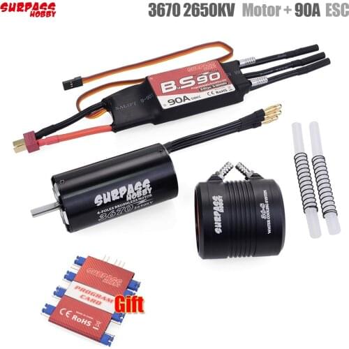 Waterproof 3670 2650KV Motor w/ Water Cooling Jacket & 90A Brushless ESC Programming Card For RC Boat RC Accessories
