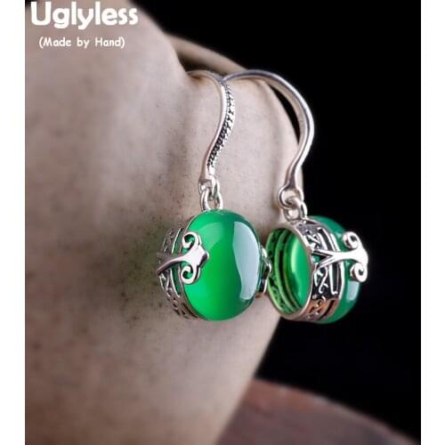 Uglyless Vogue Women Candy Colors Gemstones Earrings Solid 925 Silver Vines Vintage Earrings Thai Silver Hollow Brincos E1552