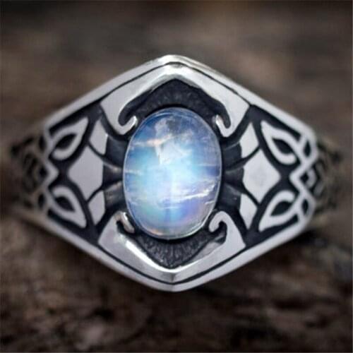 Vintage Women Rings Sterling Moonstone Ring Pattern Moonstone Inlay Vintage Wedding Engagement Band Jewelry Gift