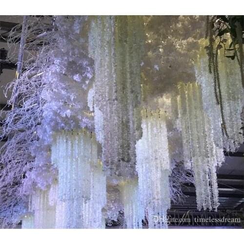 1M Long Artificial Silk Flowers Wisteria Vine Rattan Fake Flower Table Centerpieces Wedding Decoration Garden Home Wall Flower