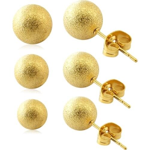 1 pair 4mm 5mm 8mm Stainless Steel Pin Ear Jewelry Lovely Gift Latest Fashion Lady Earring Gold Emery Stud Earring Butterfly