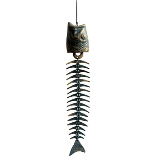 1PC Retro Fishbone Wind Chime Metal Fishbone Wind Chime Pendants Creative Garden Hanging Decor for Yard Garden Balcony Decor Siz