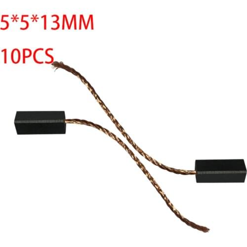 5 * 5 * 13mm 10Pcs Carbon Brushes Wire Leads Generator Generic Electric Motor Brush Replacement Copper-containing