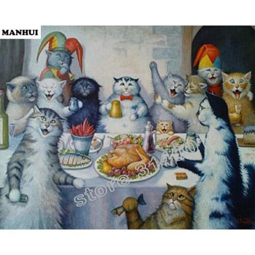 100% 5D diy Diamond Painting 3D Animal diamond painting Spure rhinestones diamant painting embroidery The cats party BFC355
