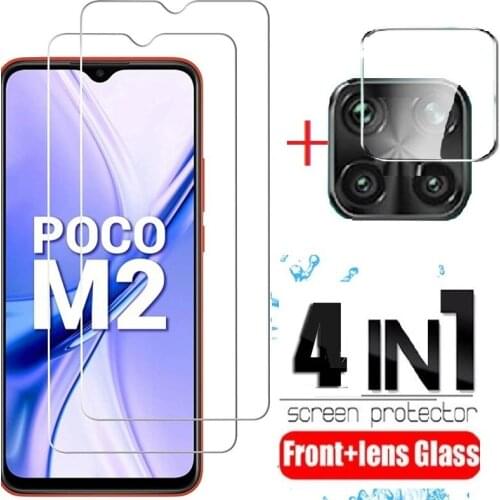 4-in-1 For Xiaomi Poco X3 Glass For Poco X3 Tempered Glass Full Protective Screen Protector For Poco M2 F2 Pro M3 X3 Lens Glass
