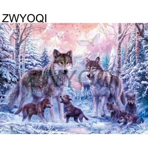 5D DIY Diamond painting Wolf animalFull Square Diamond embroidery Cross stitch Wolf animal Full Round Diamond mosaic Wolf animal