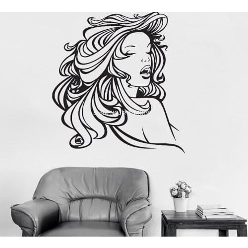 84*90cm Silhouette Sexy Lady Vinyl Decal Wall Stickers Beautiful Hair Murals Home Wall Decor Decals Wallpapers Removable LC1540