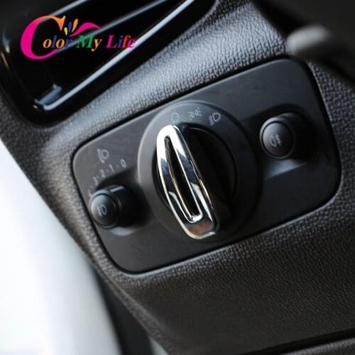 Color My Life ABS Chrome Car Headlight Switch Protection Cover Headlights Knob Sticker for Ford C-Max Cmax 2015 2016 Accessories