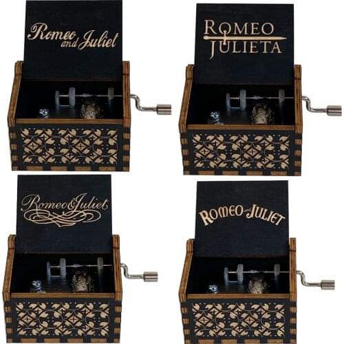 Wooden music box childrens toys Romeo Juliet theme song music box