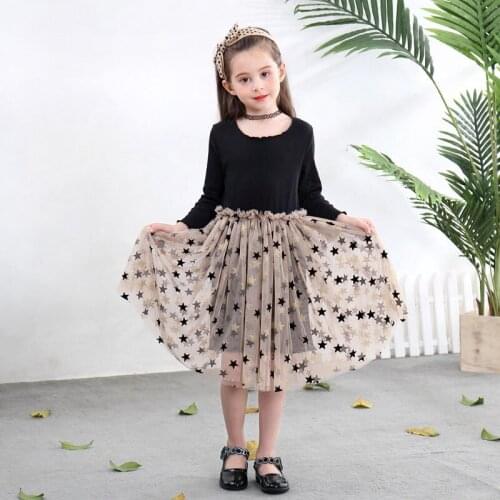 Kids Girls Dress Star Sequine Long Sleeve Dresses For Girl Clothing Casual Party Princess Dress Children Clothes 2 4 6 8 10 Year