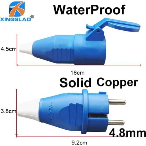 EU Russian Waterproof IP54 2 pin Male Female electronic Connector Schuko Rewireable Detachable Socket Adapter Extender Cord 16A