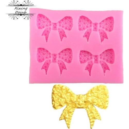 DIY bow shaped silica gel mold cake decoration mold kitchen supplies fudge chocolate tool sugar process mold