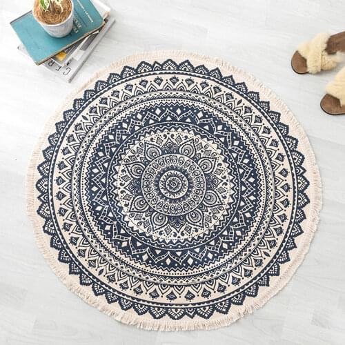 Cotton And Linen Woven Carpet Floor Mat Door Bedroom Tapestry Decorative Blanket Tea Living Room Carpet Vintage Sofa Cushion Mat