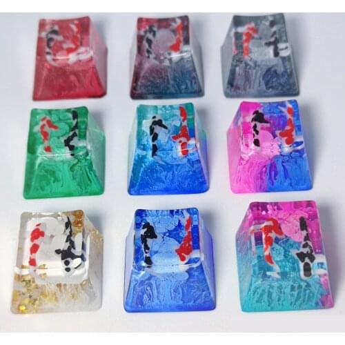 Resin Keycaps koi Backlight Keycap Pink Spacebar Shift Backspace 1.25U 2U 2.25u 2.75u 6.25U Customized Replace Hand Made Keycaps