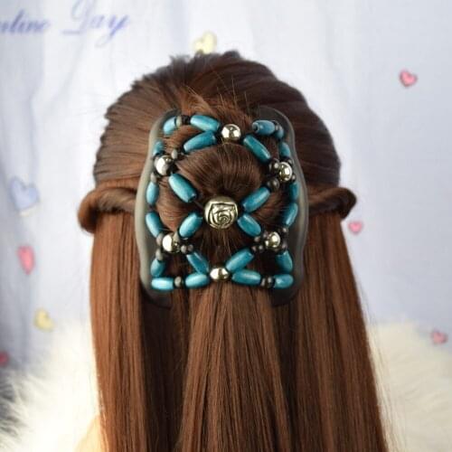 Blue ROSEBUD classical beads magic comb 20 pcs/lot Double Magic Fashion lady special wedding hair accessory gift