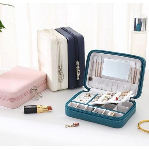 High Capacity Leather Zipper Jewelry Box Travel Jewelry Organizer Multifunction Necklace Earring Ring Storage Box Women Gifts