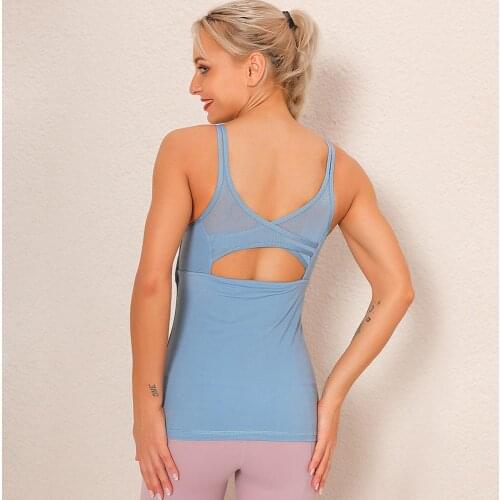 Sexy Backless Tank + Bra Tops For Women Sleeveless Sport Fitness Yoga T Shirts Workout Quick Dry Athletic Running Vest Lady 180