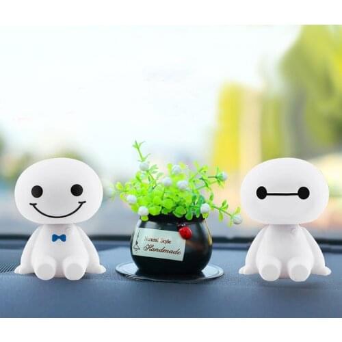 Fashion Car Ornaments Shake Head Doll Robot Toys Shaking Cute Toys Auto Style Decoration Cartoon Plastic Figure Ornament