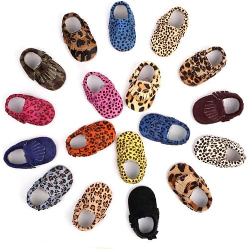 Genuine Leather Baby Girls Shoes First Walkers Fringe Soft Bottom Baby moccasins Horse Hair Leopard Toddler Newborn Shoes