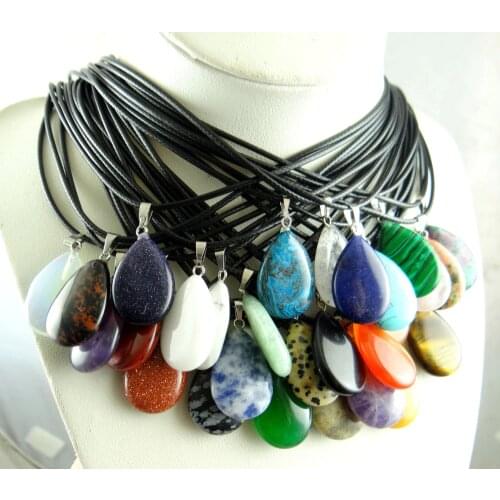 Natural stone Quartz Crystal tigereye Turquoises Opal agates Water drops Pendants for diy Jewelry making necklace Accessories