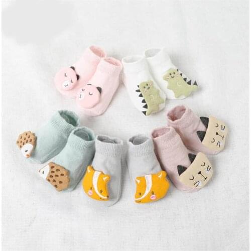 Adorable bear/cat/Hedgehog design newborn baby socks for toddler girls anle socks anti-slip unisex children socks chaussettes