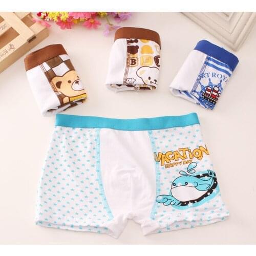 New 4Pcs/lot Kids Boys Underwear Cartoon Childrens Shorts Panties for Baby Boy Boxers Stripes Teenager Underpants for 2-12T