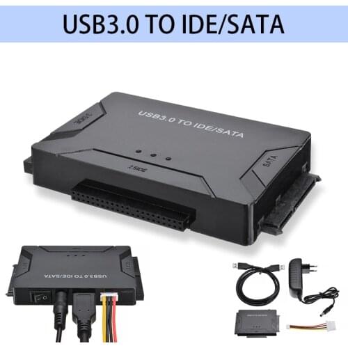 For Computer Connectors New Set USB 3.0 to 2.5'' 3.5" IDE SATA Converter External Hard Drive Adapter + EU/US Power Plug