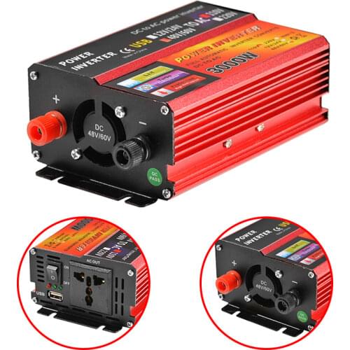 Solar Inverter 12V 220V 3000W Peak Voltage Converter Transformer DC 12V&24V 48V&60V To AC 110V/220V Auto Adapt Inversor