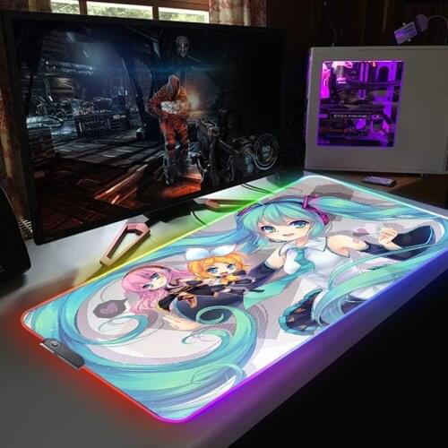 Vocaloid Non-slip Mat Anime Mouse Pad RGB Pc Gaming Diy Mouse Mats Xxl Computer Desk Mousepad LED Light Keyboard Mause Ped Mice