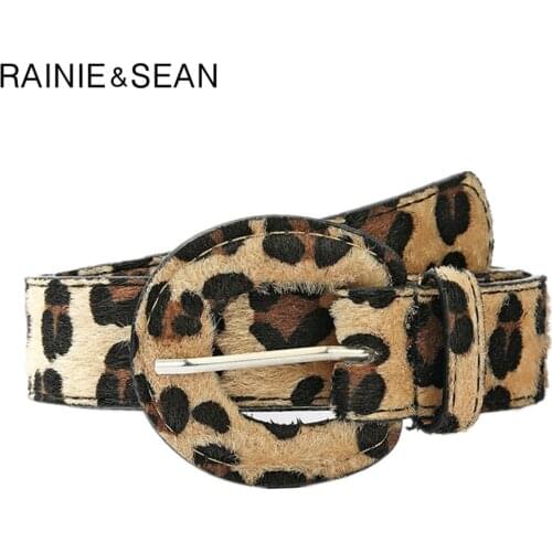RAINIE SEAN Leopard Print Womens Belt Pu Leather Ladies Belt for Trousers 2021 New Arrival Belts for Women Accessories 106cm