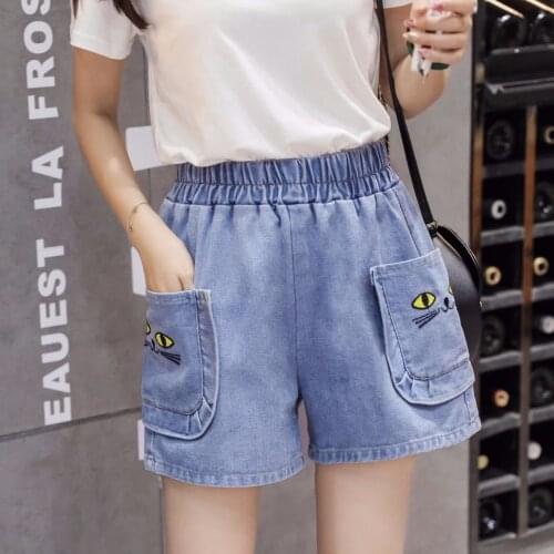 Trendy Fashion Korean Short Pants Womens Vintage Summer Casual Wide Leg Clothing High Waist Jean Denim Shorts Female Plus Size