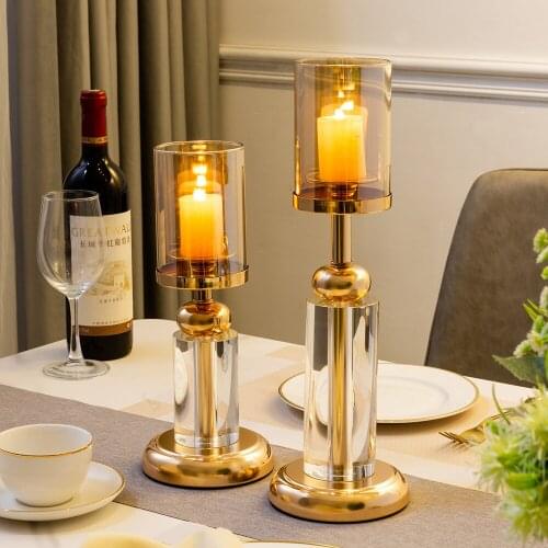 Modern Decor Metal Glass Candle Holder Golden Candle Holders Center Table Living Room Wedding Table Decor Gifts Dining Table