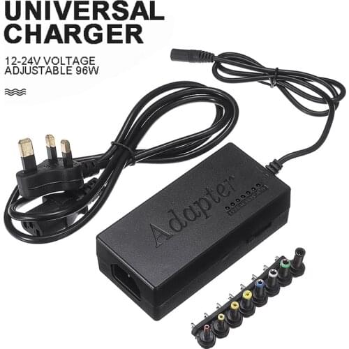 POHIKS Universal Power Adapter 96W 12V To 24V Adjustable Portable Charger For Dell Toshiba Hp Asus Acer Laptops UK-Plug