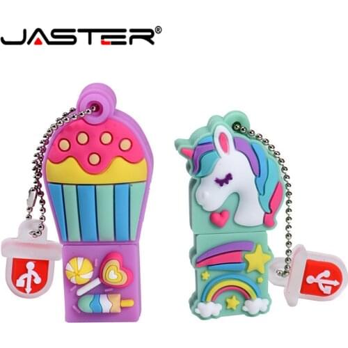 JASTER Cartoon the new unicorn Pen Drive 64GB 32GB usb Flash Drive Pendrive 16GB 4GB Memory Stick u disk fashion gift